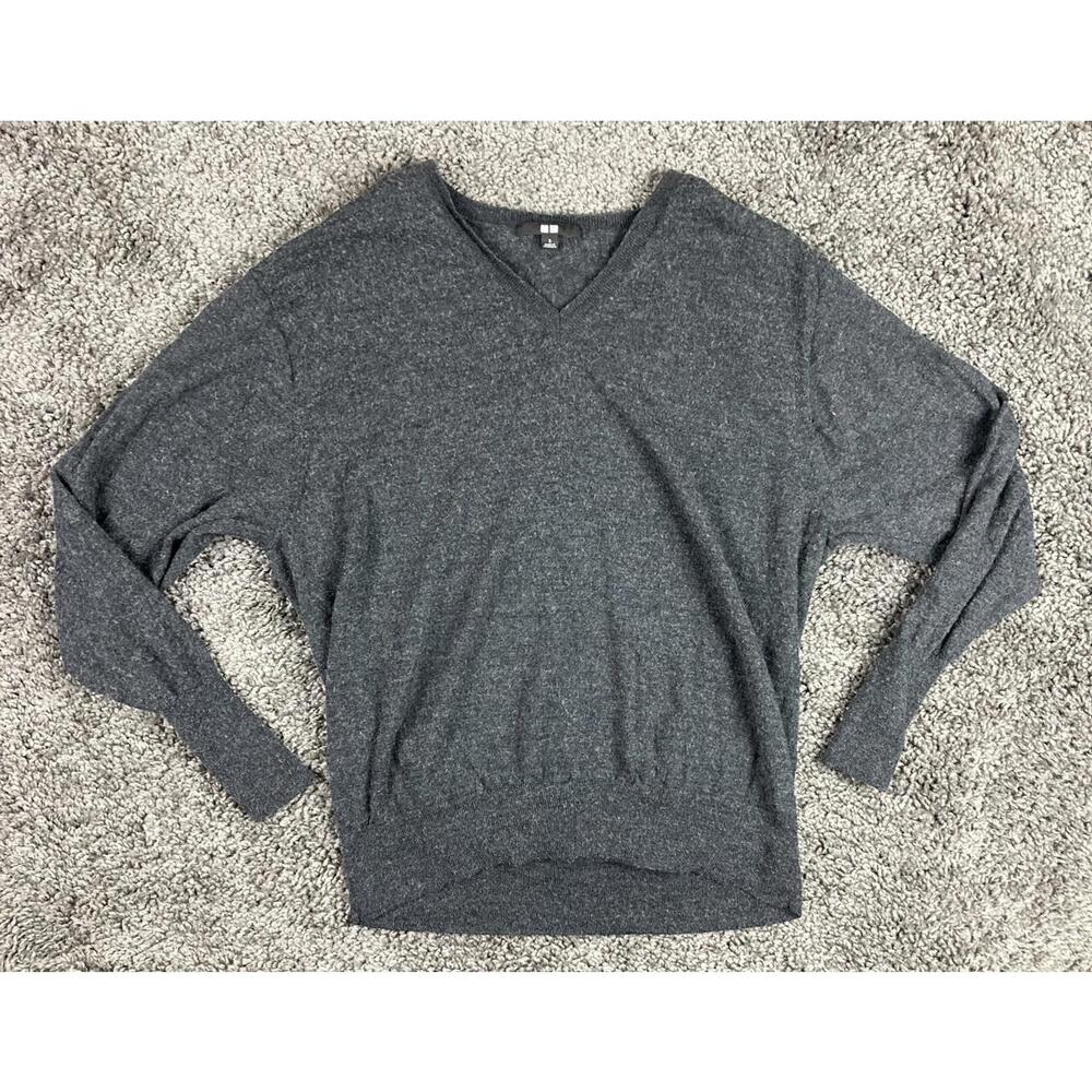 Uniqlo Sweater Women Dark Gray 100% Wool Crewneck Size S Lightweight Pullover